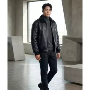 GLW 빈티지 무스탕 봄버 블랙