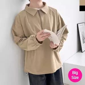 [모로엠] 남성 빅사이즈 카라 아노락 바람막이 점퍼 DM-JUA-Q2LTTA2043