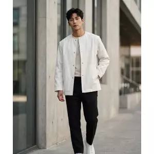 SUNNEI 칼라리스 스트라이프 투웨이 재킷 - 화이트 / MRTWMOUW012WHTS