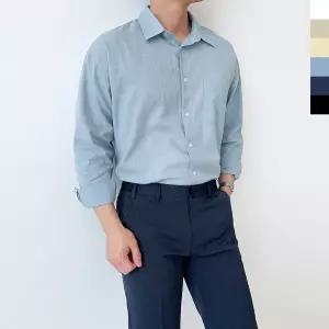 [모로엠] 남성 린넨 라이크 오버핏 긴팔 셔츠 DM-SHS-QACCSS1019M