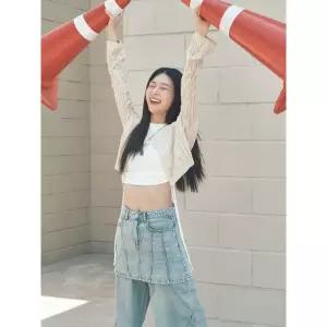 에잇세컨즈 앞 절개 데님 미니스커트 스카이블루 164727FPCQ 4267611