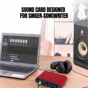 USB 오디오 인터페이스 음악 녹음용 24비트/192kHz 48V 팬텀 전원포함 XLR PC용 사운드 카드 박스