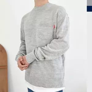 남성 옆트임 니트 긴팔티 1P 간절기 베이직 티셔츠