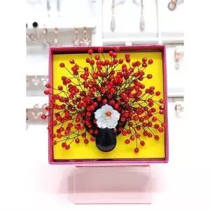 로뎀 세이브존05 국산 Hand Made 산호 오닉스 부채 브로치112 RDBB23030052
