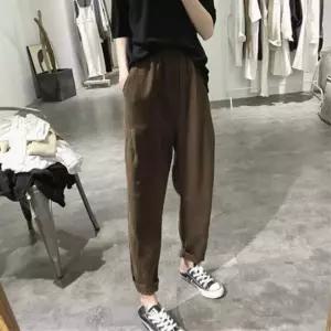 통기성좋은 린넨 배기팬츠 허리밴딩 캐주얼한 데일리코디룩 여자바지코디