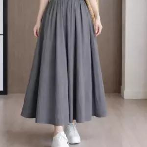 와이드 플레어 바지 롱 여름 밴딩 여성 쿨링 팬츠 밴딩치마바지 1C3AD
