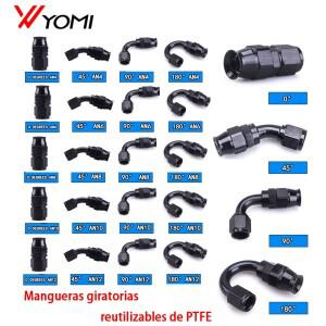재사용 가능 호스 엔드 피팅 어댑터, 회전 PTFE 오일 연료 라인 AN4 AN6 AN8 AN10 스트레이트 045 90 180