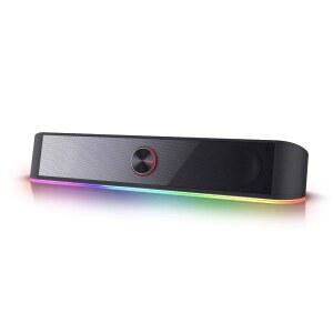 레드래곤 GS560 RGB 데스크탑 사운드바 2.0채널 컴퓨터 스피커 및 다이내믹 라이트 바 오디오-라이트 싱크/디스플레이 볼륨 노브가 있는 터치 컨트롤 백라이트 3.5MM 케이블 포함 USB 전원 블랙