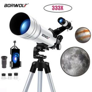 BORWOLF 70400 전문 고화질 천문 망원경 333X 달과 별을 볼 수 있는 조류 관찰 단안