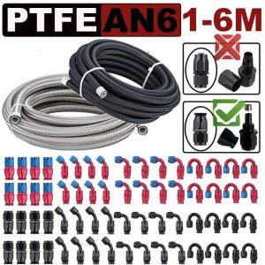 1~ 6M AN6 6AN 나일론 스테인레스 스틸 땋은 PTFE 레이싱 브레이크 호스 E85 연료 오일 쿨러 라인 파이프