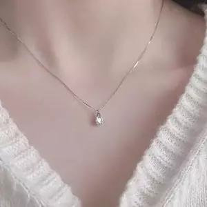 실버 원형 투명 크리스탈 팬던트 여성 목걸이 데일리 심플 액세서리 9C8A1
