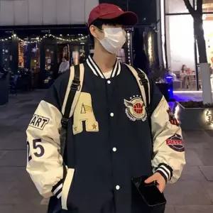[모로엠] 남성 루즈핏 패치 간절기 야구점퍼 ON-JUA-QWD2D123