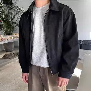 남성 스웨이드 캐주얼 크롭 블루종 자켓 ON-JUA-QWFLPGPA