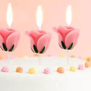 해피니스 장미꽃 생일초 3p 케이크 생일파티초 오일 케익초 B46EE