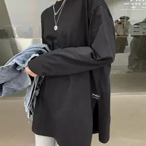 옆절개라인 루즈핏 롱슬리브 데일리 간절기 긴팔 티셔츠 박스티 블랙 DC9AA