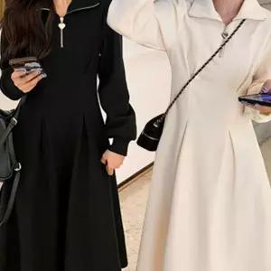 카라 원피스 A라인 봄 프릴 가을 하객룩 롱 체크 지퍼 D187A