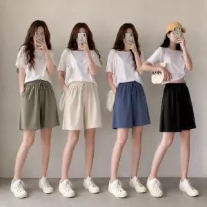 여성 여름반바지 와이드 밴딩반바지 시원한 쿨링 통바지 트레이닝팬츠