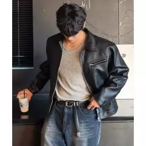 매장정품 DRAW FIT 드로우핏 러셀 텍스쳐드 싱글 레더 자켓 [BLACK] DFJK6105BK 1978395