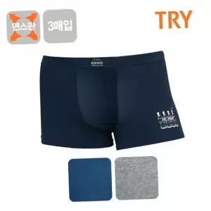 남성팬티 TRY 주니어 포인트나염 면스판 인밴드 드로즈팬티 3매