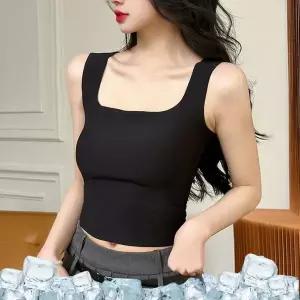 [로즈엘리][2장세트] 3컬러 여름 심리스 브라캡나시 스퀘어 패션나시