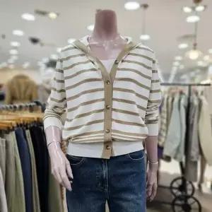 [BCBG]올앤선드리 버튼업 Stripe 후드 가디건 A5M3K102_DG