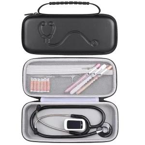 3M Littmann Classic III 및 Lightweight II S.E 블랙용 청진기 케이스 MDF 메쉬 포켓과 손잡이가 있는