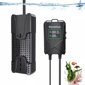 MantaMaze 잠수형 수족관 히터 300W/500W/800W/1000W 어항 담수 및 해수용 20-300갤런 자동 물 배출 과열