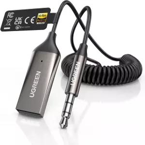 UGREEN 블루투스 6.0 AUX 카 어댑터 LDAC 지원 3.5mm 내장 마이크 핸즈프리 통화를 위한 차량용 오디오