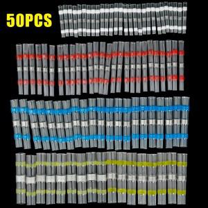 50PCS 방수 솔더 씰 열 수축 튜브 와이어 커넥터 터미널 납땜 슬리브 포함