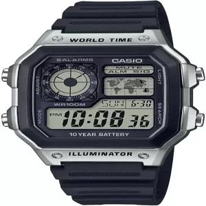 Casio AE1200WH 시리즈 남성용 디지털 시계 100M WR 다중 알람 100초 스톱워치 카운트다운 타이머 세계