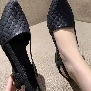 (올핀)체크패턴 웨지힐 젤리 슈즈 경량 뾰족코 캐주얼 신발