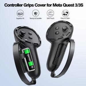 메타 퀘스트 3S 액세서리용 VR 컨트롤러 그립 커버 피부와 배터리를 보호하는 오쿠리스 실리콘