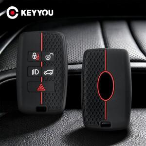 KEYYOU 실리콘 자동차 키 커버 케이스 랜드 로버 레인지 스포츠 Evoque Freelander Velar Discovery 4 액세