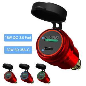 알루미늄 USB 충전기 30W PD C타입 QC 고속 어댑터 Hella DIN 소켓 BMW Ducati Triumph 오토바이용 방수