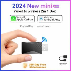 리듬 2in1 무선 카플레이 어댑터 안드로이드 자동 스마트 USB 동글 플매트 카펫 러그 앤 플레이 Havel Kia