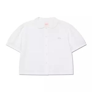 리 우먼 라운드 카라 반팔 셔츠 화이트 LE2402SS64WH