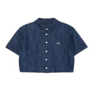 리 우먼 숏 크롭 데님 반팔 셔츠 인디고 다크 LE2502SS62ID