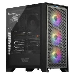 darkFlash ATX 미드 타워 게이밍 PC 강화유리 Fix 사전 가능한 에어플로우 장착, 3x120mm 지원, 전면 측면 메시 패널, 컴퓨터 케이스, 팬 블랙(DRX70) 탈부착 USB3.0 RGB 대형