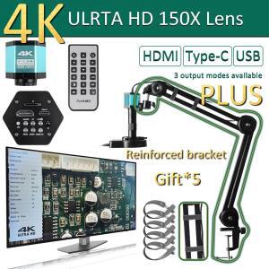 납땜 용 HD 4K 전자 현미경 48MP USB 디지털 카메라 소니 센서 150X 렌즈 강화 브래킷으로 진동