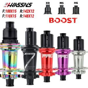 HASSNS PRO7 HG/XD/MS 자전거 허브 24/32홀 J-벤드 스포크 스루 액슬 12X142/148MM 산악 프리허브용 밀폐형