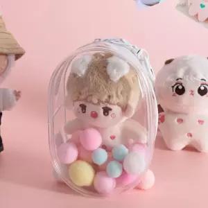 투명 PVC 인형 파우치 10cm 이타 백 미니 키링 솜 모루 솜깅이 피규어 가챠 봉