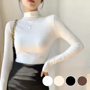 반목 반폴라 깔끔한 슬림핏 날씬 패션 여성 긴팔티셔츠