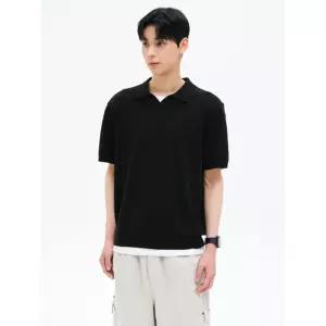 에잇세컨즈 오픈칼라 니트 풀오버 블랙 5153083