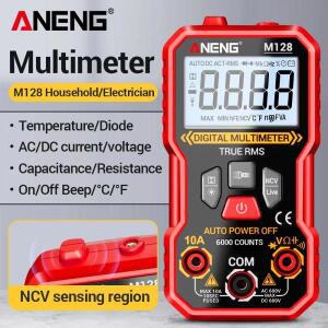 ANENG M128  멀티미터 비접촉식 NCV 6000 카운트 AC/DC 전압 저항 커패시터 유도 휴대용 테스터