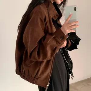 걸즈빈티지스웨이드숏자켓 하이넥 자켓 여자 점퍼