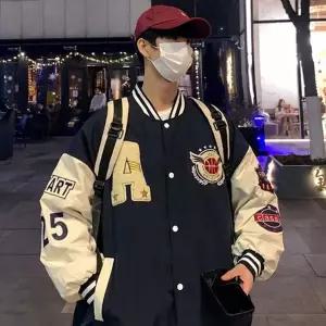 [모로엠] 남성 루즈핏 패치 간절기 야구점퍼 ON-JUA-QWD2D123
