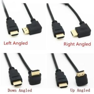 HD 남성-HDMI 호환 A 타입 업다운 왼쪽 오른쪽 각도 90도 남성 연장 케이블 1.4v 앵글 50CM 1.5M