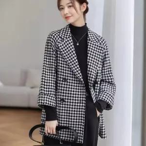 F124731 봄 가을  세련 하운드체크 코트 재킷 아우터