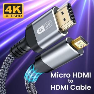 마이크로 HDMI to 케이블  고속 4K @ 60hz 풀 어댑터  고프로호환 히어로 스포츠 카메라 파이 4 와 호환 가