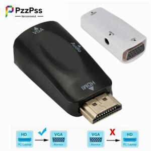 PC 노트북 모니터용 HDMI to VGA 어댑터  3.5mm 잭 오디오 케이블 포함  HD 1080P 수 호환 암 변환기